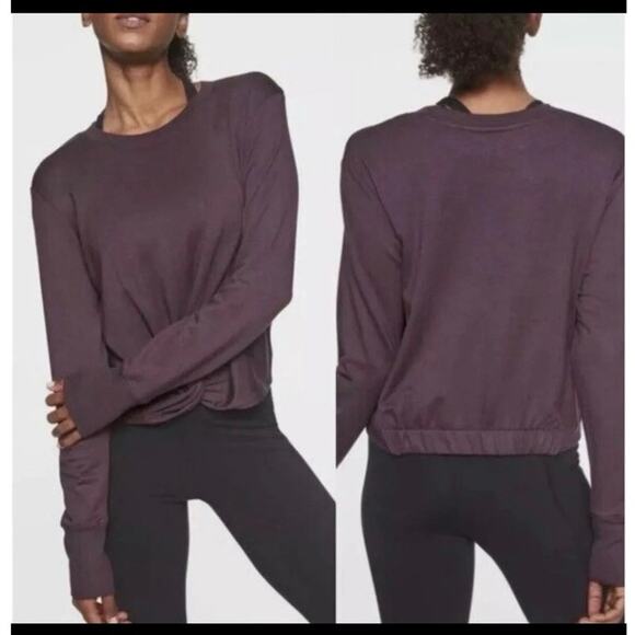 Athleta Twist Front Sweatshirt Long Sleeve Top in Wild Raisin Size XS - Picture 7 of 7